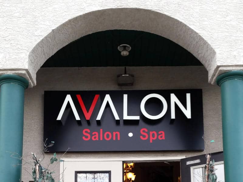 Illuminated channel letter sign for Avalon Salon and Spa, Calgary