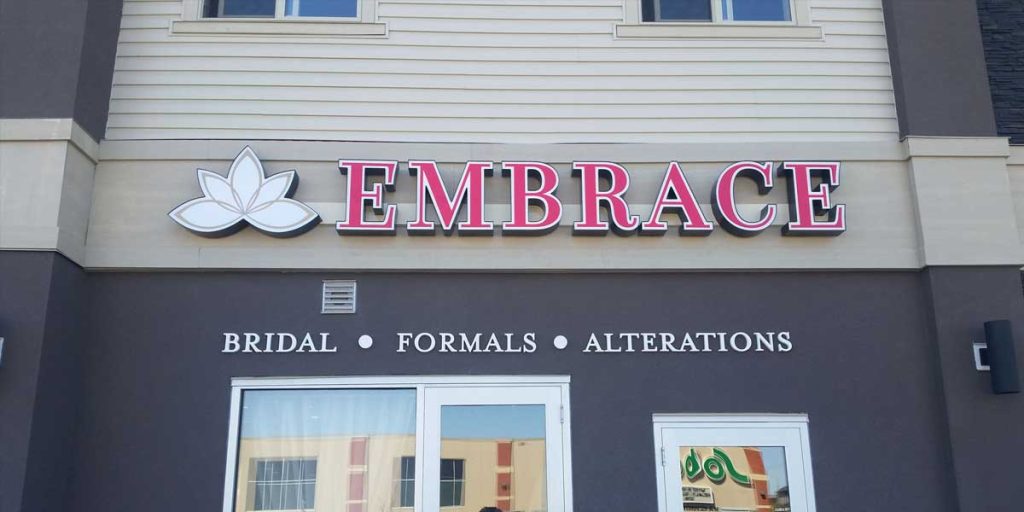 LED illuminated sign on a Calgary storefront, made by Summit Signs and Design