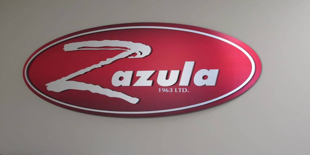 Dimensional logo sign for Zazula, made by Summit Signs and Design