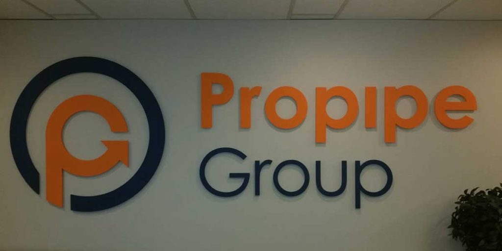 Reception logo sign for Propipe Group