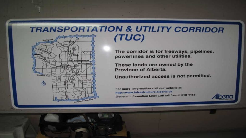 Site information sign for the Transportation and Utility Corridor