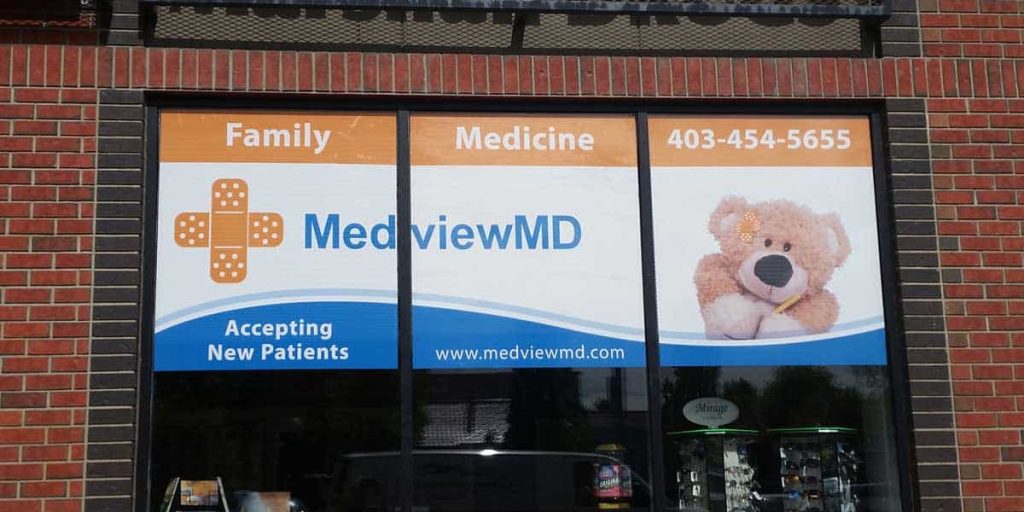 Window vinyl graphics for MedviewMD, Calgary